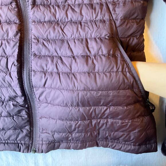 32 Degrees Heat Women Fluffy Jacket size M Faux Fur Mix Feather Stuffed Wine Red - Picture 6 of 11